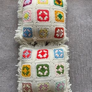 Pair of Hand-knit Vintage Pillows